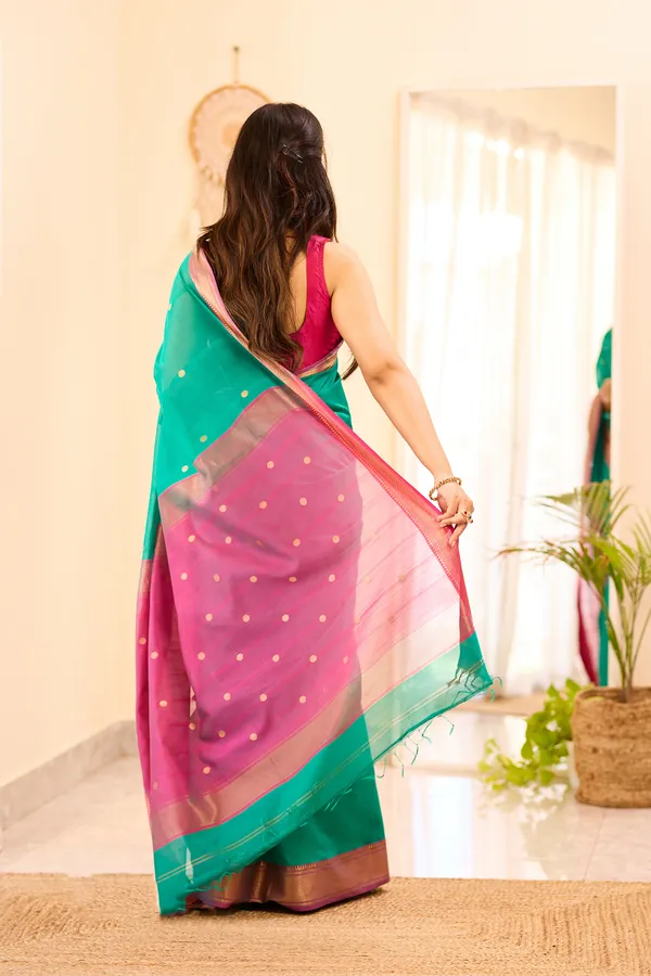 Pine_Green_Maheshwari_Silk_Cotton_Saree
