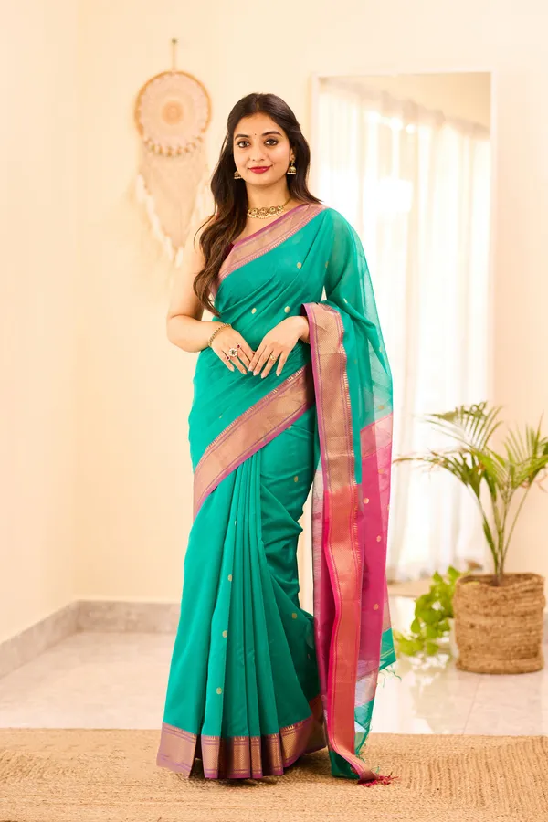 Pine_Green_Maheshwari_Silk_Cotton_Saree