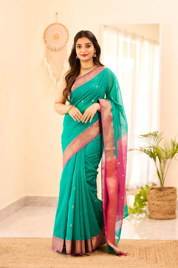 Pine_Green_Maheshwari_Silk_Cotton_Saree