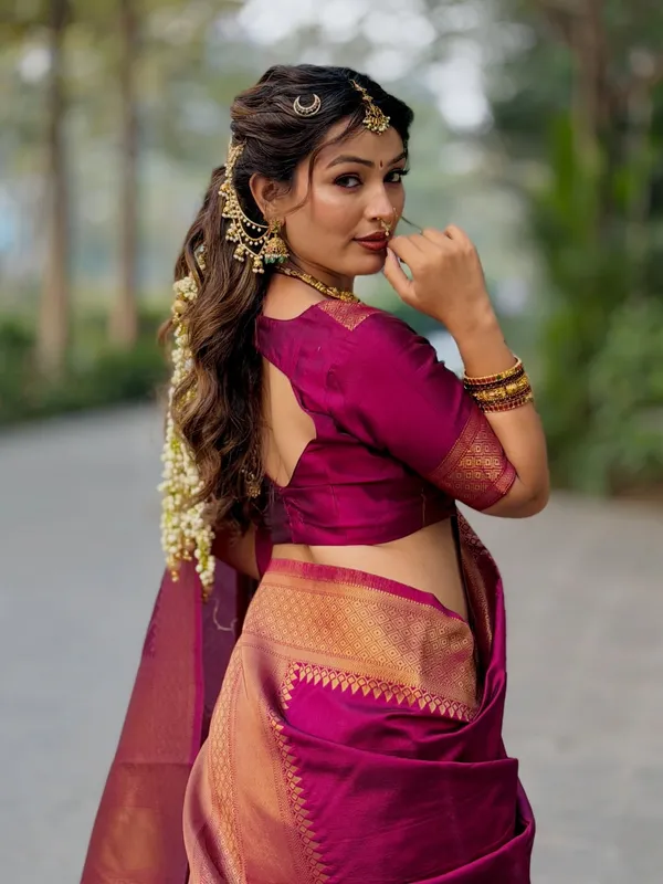 Kanjivaram_Silk_Zari_Half_Saree_Un-stitched_Lehenga_With_Blouse_Along_With_Banarsi_Silk