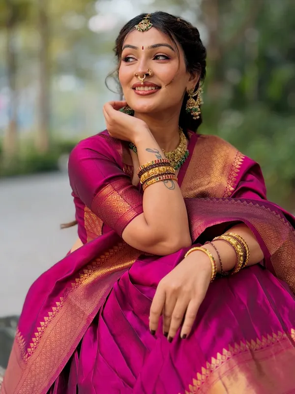 Kanjivaram_Silk_Zari_Half_Saree_Un-stitched_Lehenga_With_Blouse_Along_With_Banarsi_Silk