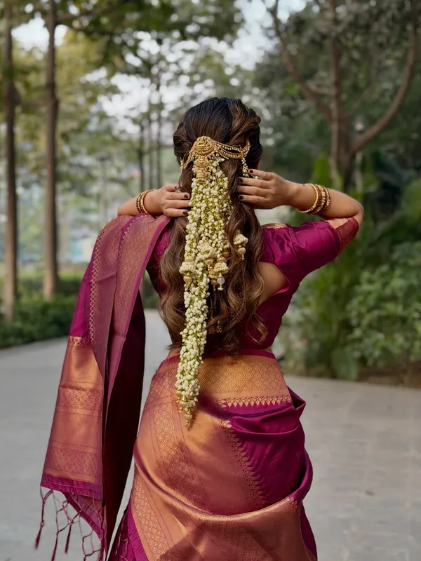 Kanjivaram_Silk_Zari_Half_Saree_Un-stitched_Lehenga_With_Blouse_Along_With_Banarsi_Silk