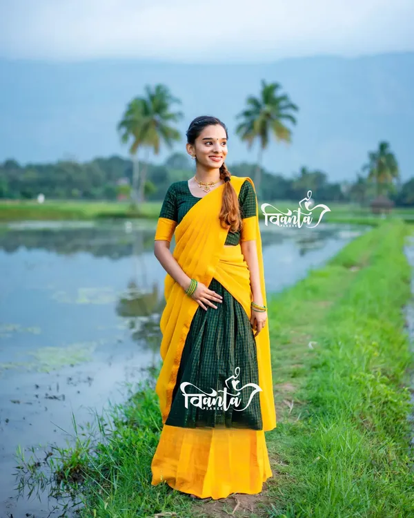 Kanjivaram_Silk_Zari_Half_Saree_Lehenga_With_Blouse_Along_With_Banarsi_Silk_Dupatta