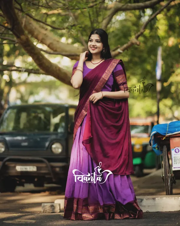 Padmaja_Cotton_Half_Saree_-_WINE