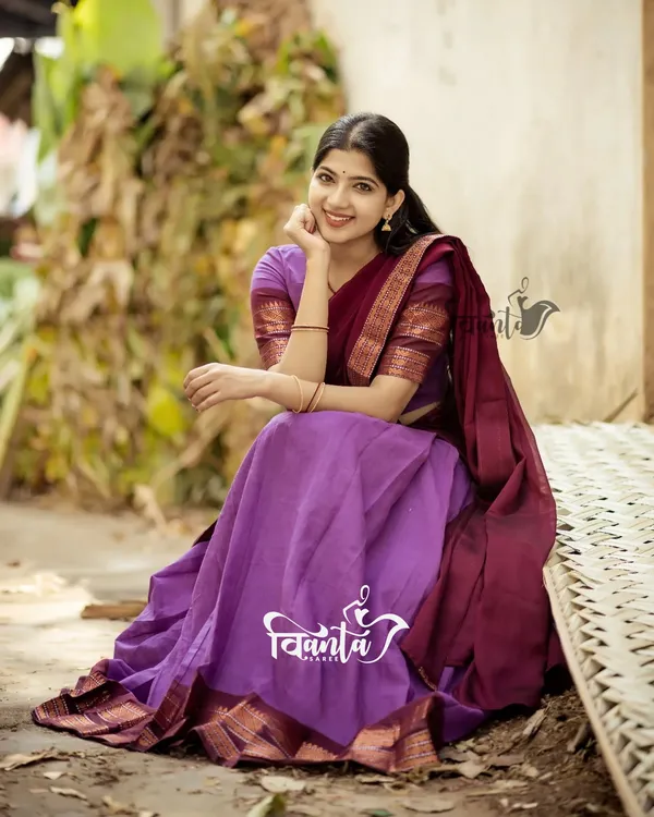 Padmaja_Cotton_Half_Saree_-_WINE