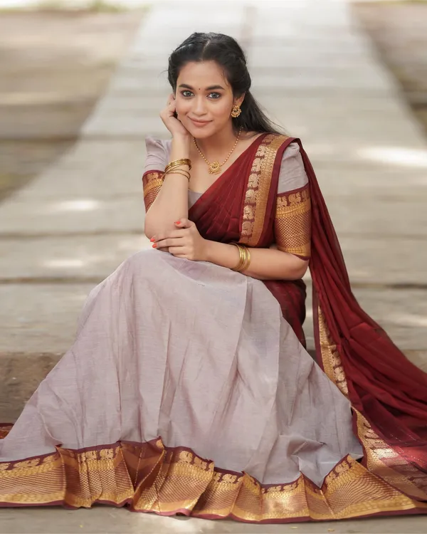 Kanjiveram_Cotton_Silk_Half_Saree