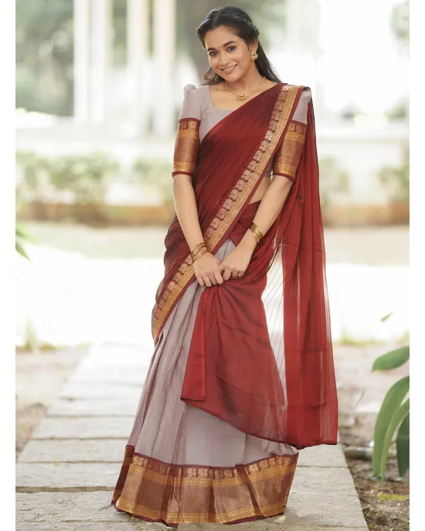 Kanjiveram_Cotton_Silk_Half_Saree