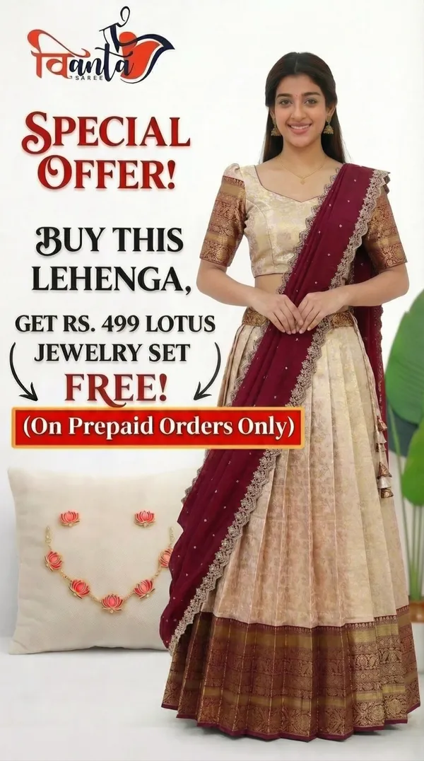 Kanjivaram_Silk_Zari_Half_Saree_stitched-Lehenga_With_Blouse_Along_With_Banarsi_Silk