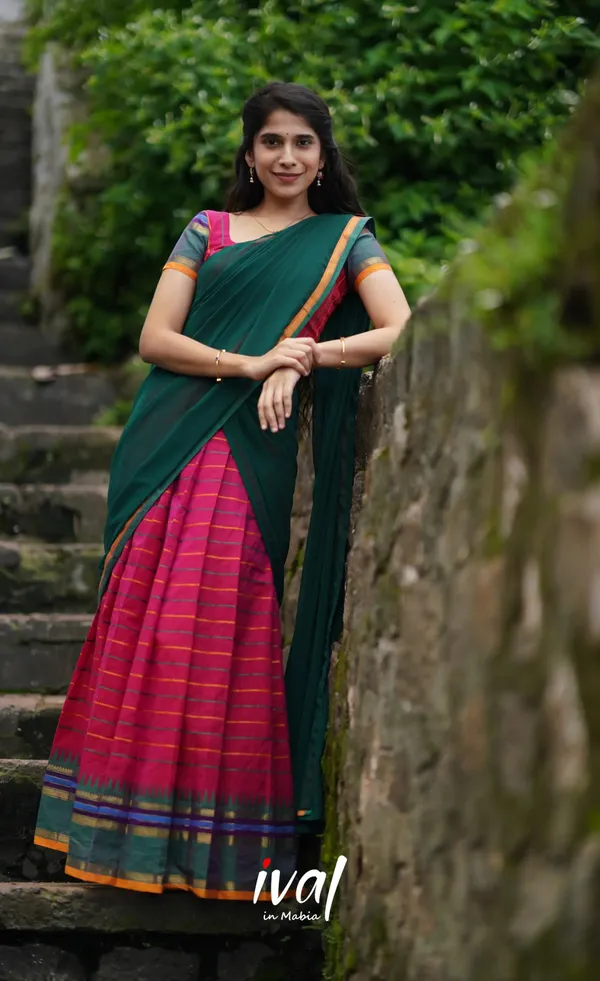 Padmaja_-_Gajri_and_Green_Cotton_Halfsaree