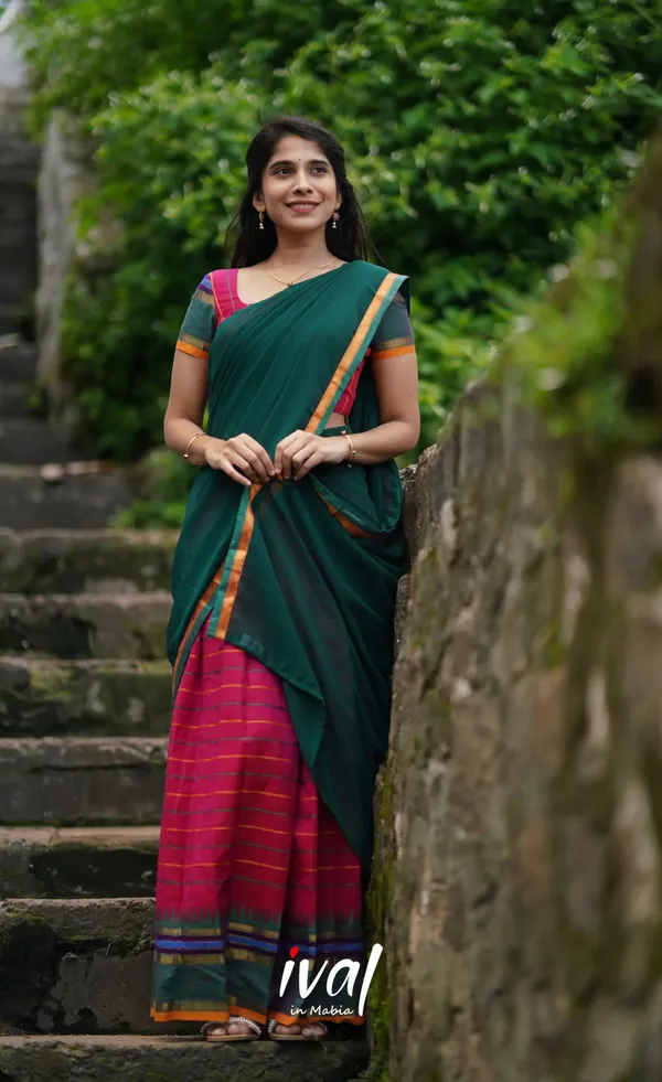 Padmaja_-_Gajri_and_Green_Cotton_Halfsaree