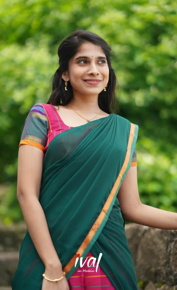 Padmaja_-_Gajri_and_Green_Cotton_Halfsaree