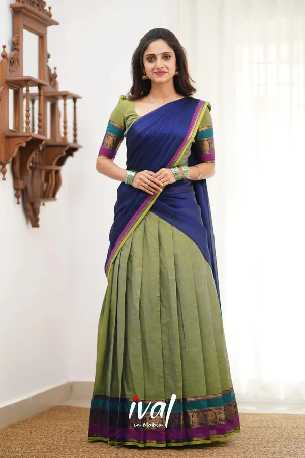 Padmaja_Cotton_Halfsaree_-_Two_Tone_Green_and_Violet