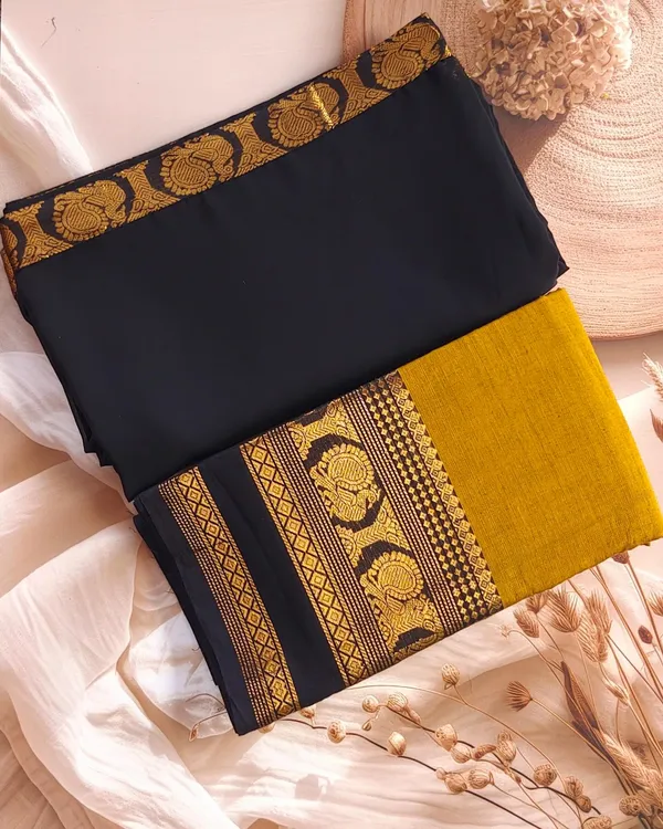 Padmaja_Cotton_Halfsaree_-_Gold_and_Reddish_black
