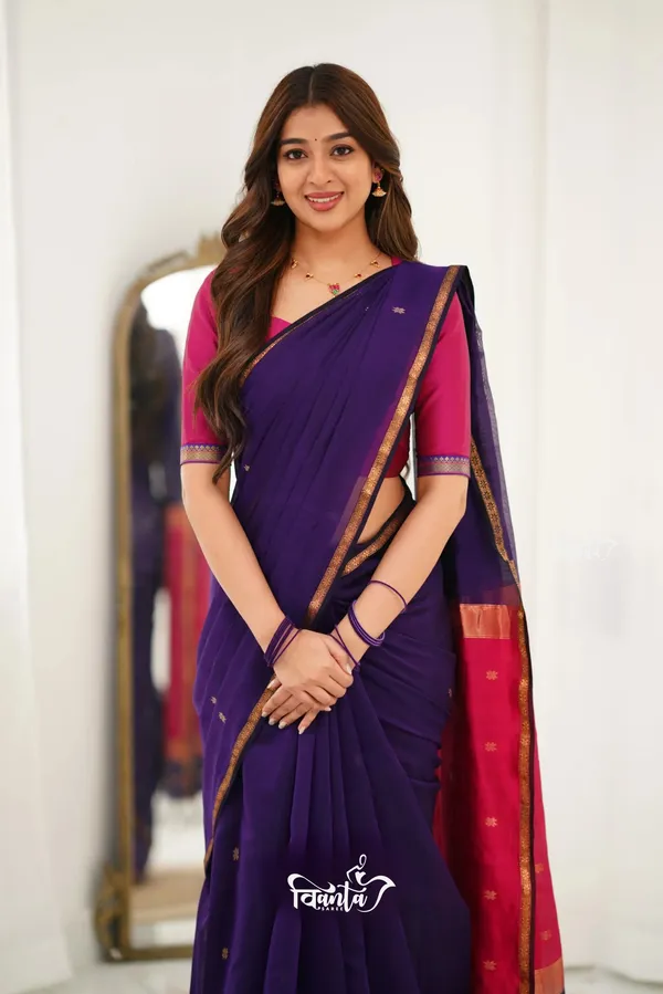 Blue_Maheswari_Silk_Wedding_&_Party_Wear_Saree_&_Unstiched_Blouse_For_Women