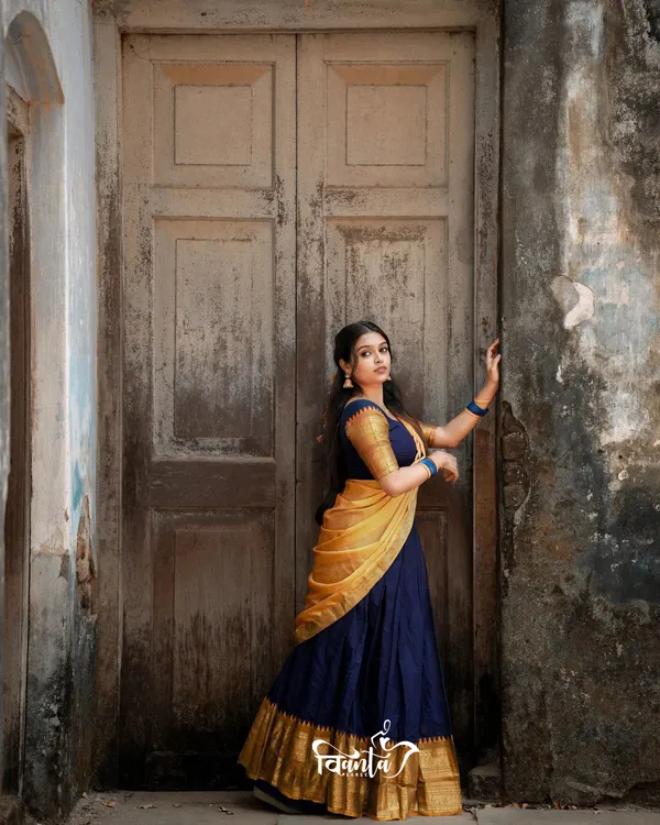 Kanjivaram_Silk_Zari_Half_Saree_Lehenga_With_Blouse_Along_With_Banarsi_Silk_Dupatta