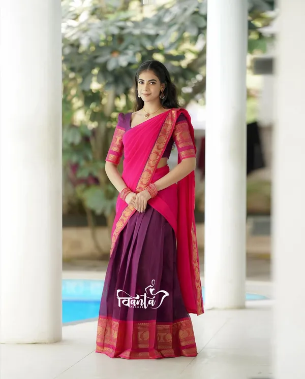 Kanjiveram_Cotton_Silk_Half_Saree