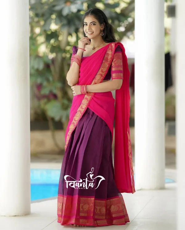 Kanjiveram_Cotton_Silk_Half_Saree