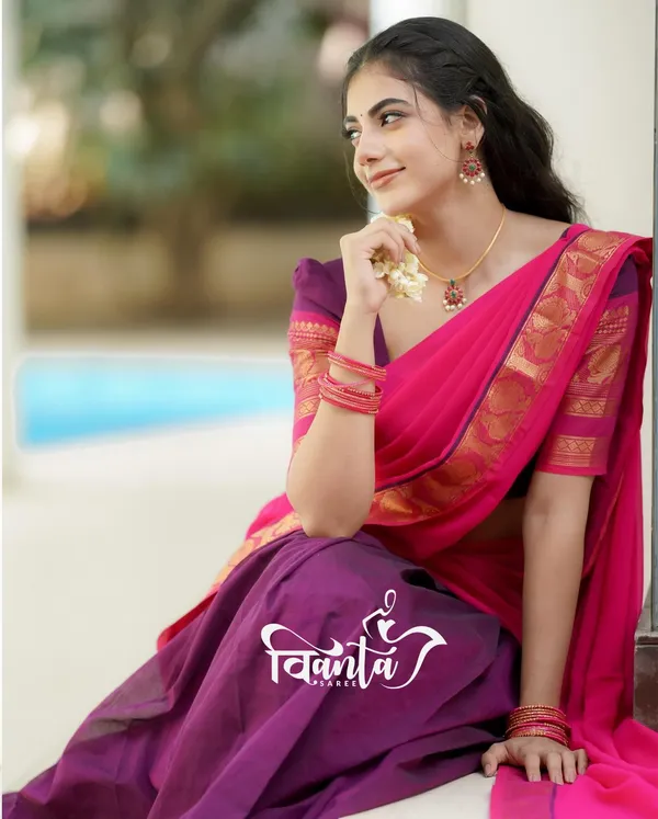 Kanjiveram_Cotton_Silk_Half_Saree