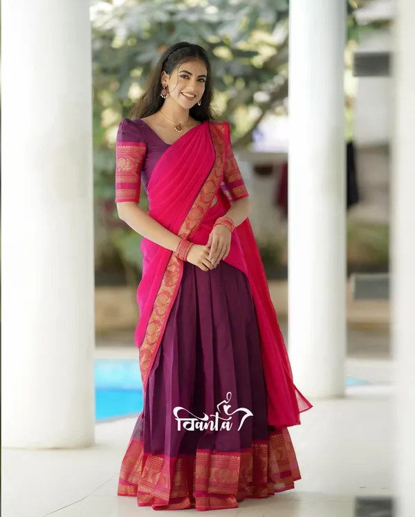 Kanjiveram_Cotton_Silk_Half_Saree