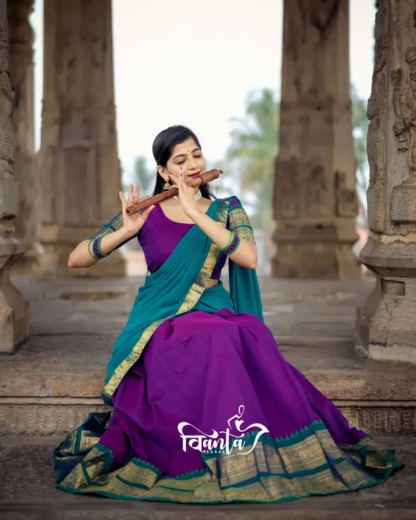 Kanjivaram_Silk_Zari_Half_Saree_Lehenga_With_Blouse_Along_With_Banarsi_Silk_Dupatta