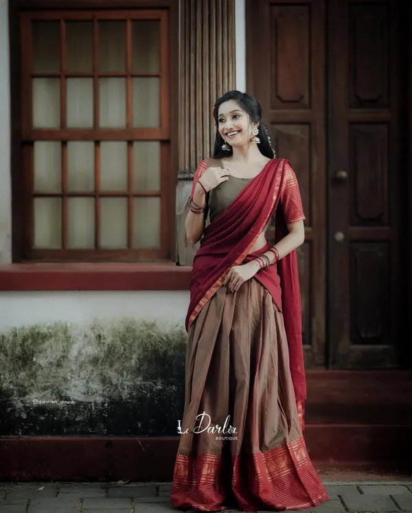Kanjivaram_Silk_Zari_Half_Saree_Lehenga_With_Blouse_Along_With_Banarsi_Silk_Dupatta