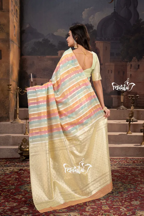 Multi_Color_Banarasi_Silk_Wedding_&_Party_Wear_Saree_&_Unstiched_Blouse_For_Women
