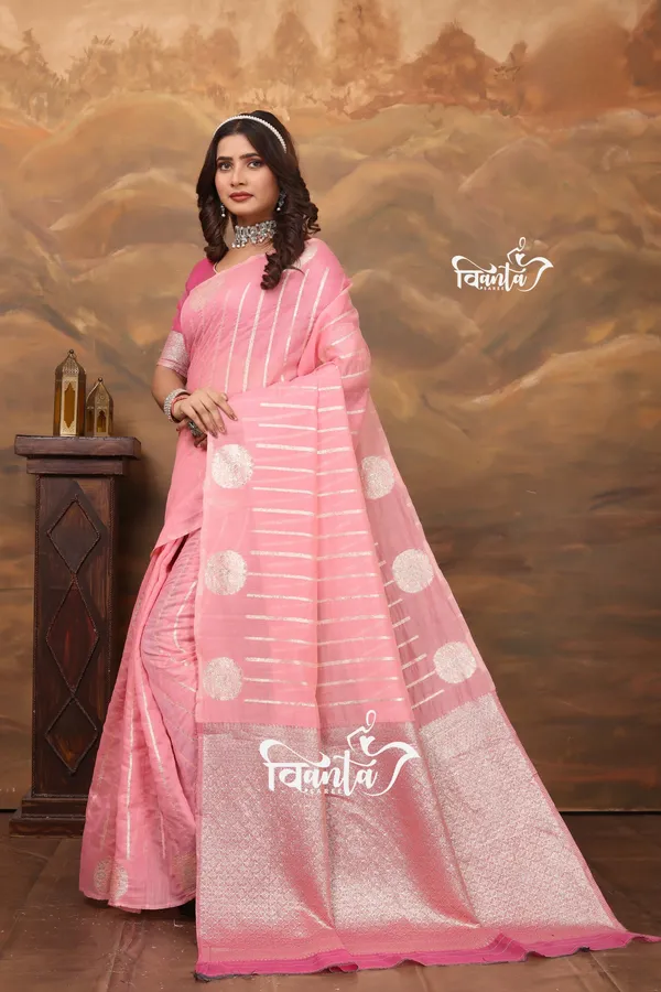 Multi_Color_Banarasi_Silk_Wedding_&_Party_Wear_Saree_&_Unstiched_Blouse_For_Women