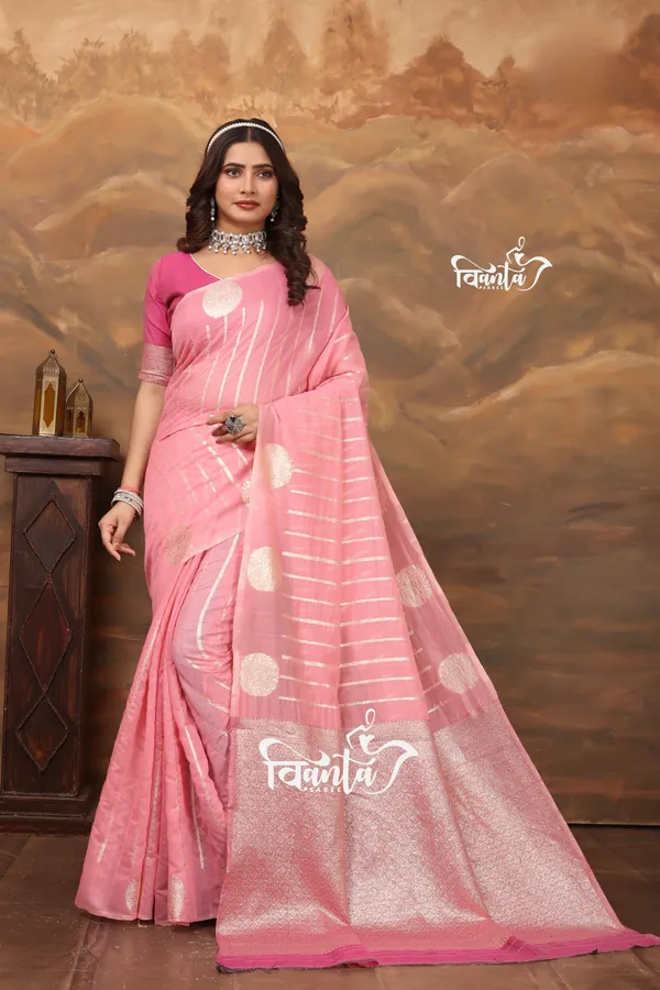 Multi_Color_Banarasi_Silk_Wedding_&_Party_Wear_Saree_&_Unstiched_Blouse_For_Women