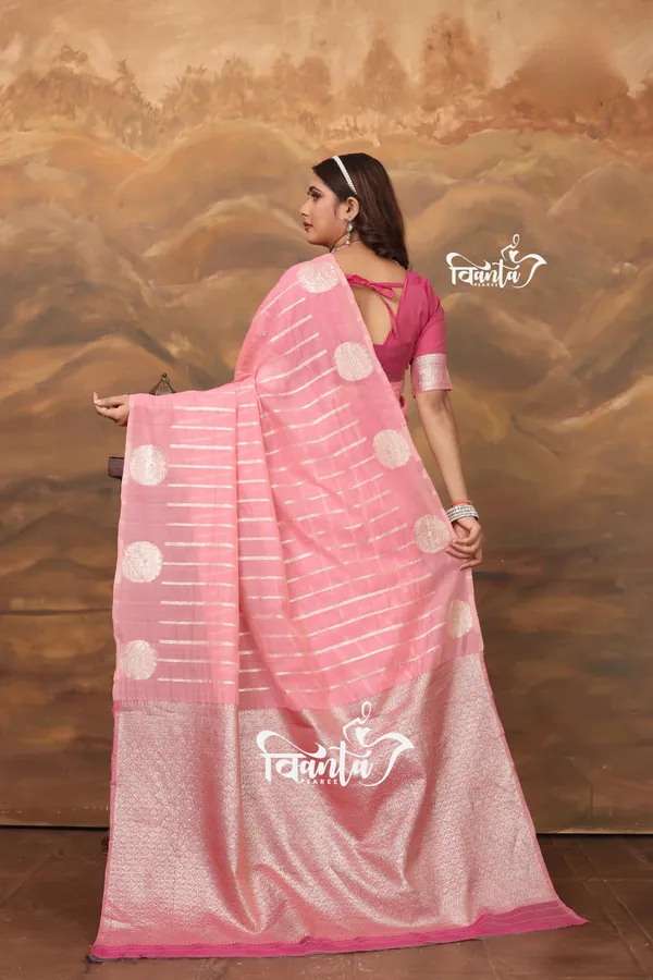 Multi_Color_Banarasi_Silk_Wedding_&_Party_Wear_Saree_&_Unstiched_Blouse_For_Women