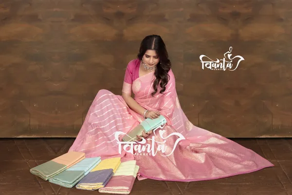 Multi_Color_Banarasi_Silk_Wedding_&_Party_Wear_Saree_&_Unstiched_Blouse_For_Women