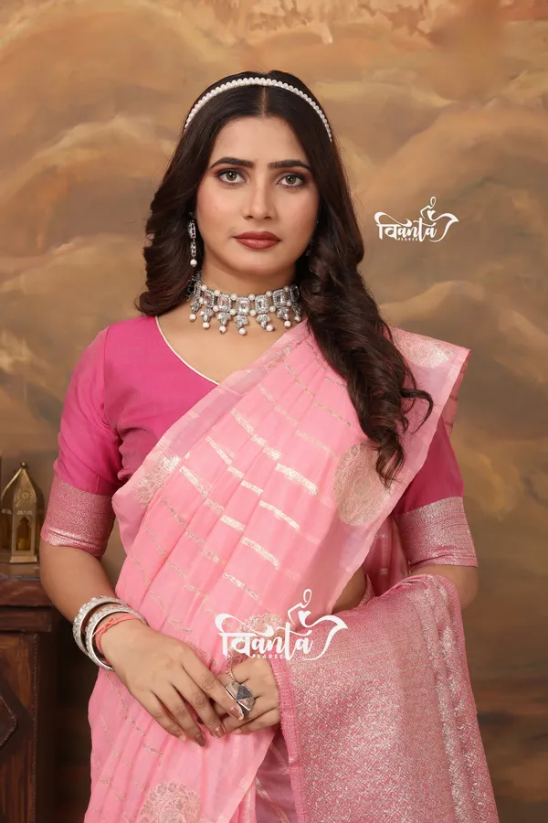 Multi_Color_Banarasi_Silk_Wedding_&_Party_Wear_Saree_&_Unstiched_Blouse_For_Women
