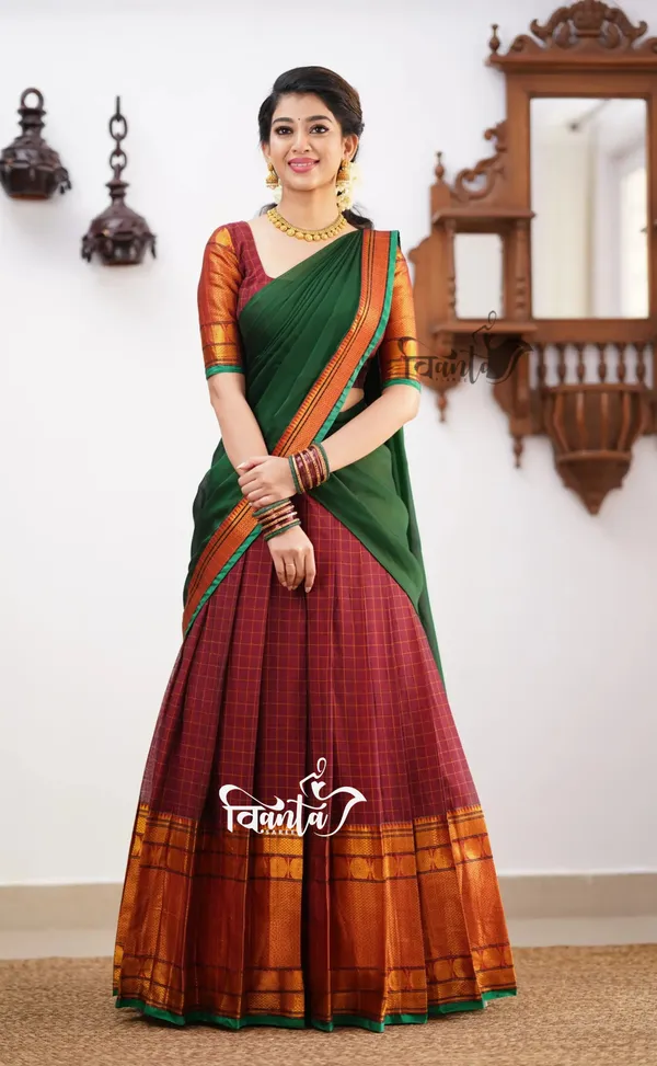 Green_tone_and_Shade_of_Maroon_Cotton_Halfsaree