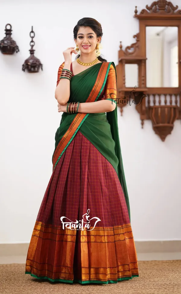 Green_tone_and_Shade_of_Maroon_Cotton_Halfsaree
