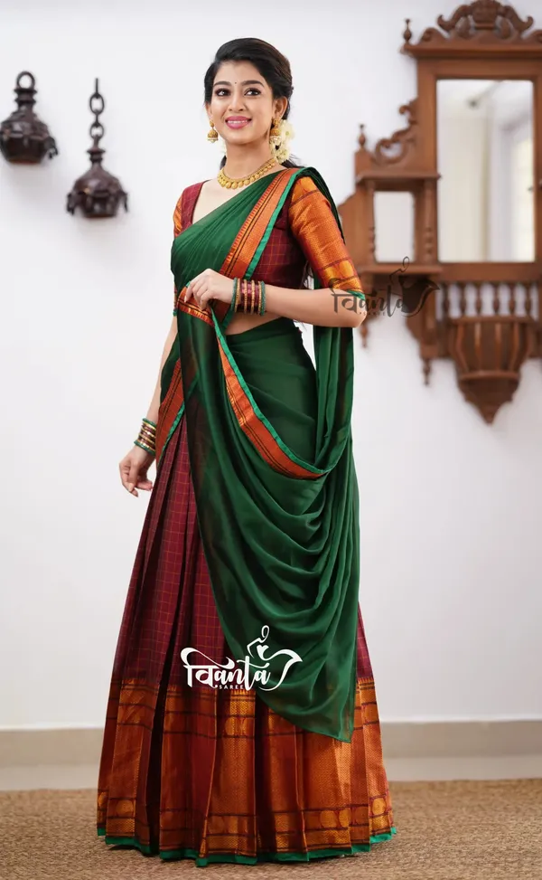 Green_tone_and_Shade_of_Maroon_Cotton_Halfsaree