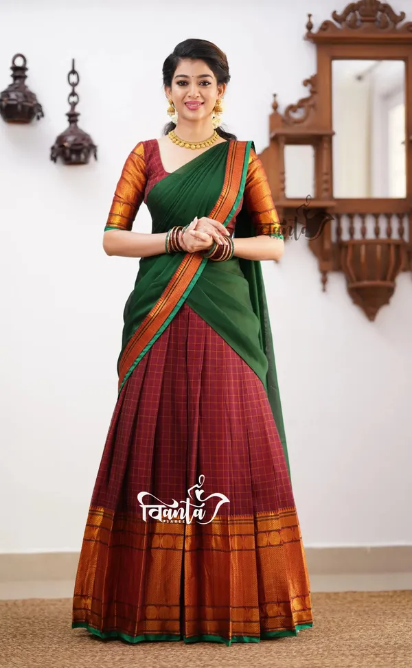 Green_tone_and_Shade_of_Maroon_Cotton_Halfsaree