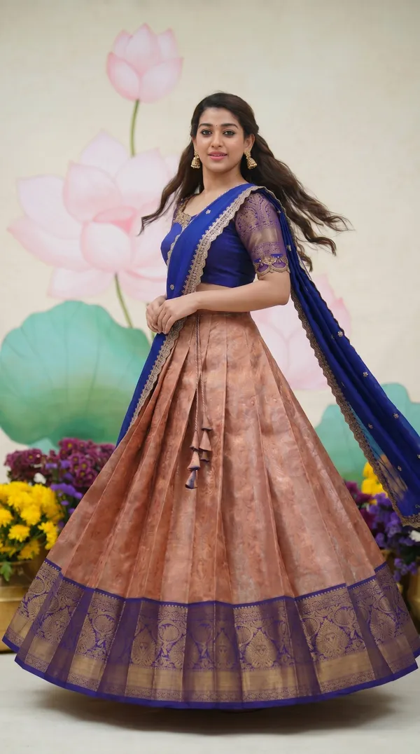 Kanjivaram_Silk_Zari_Half_Saree_stitched-Lehenga_With_Blouse_Along_With_Banarsi_Silk