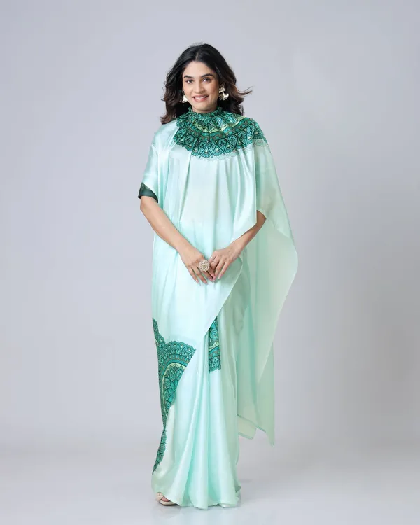 Mint_Green_Designer_Freehand_Mandala_Print_Saree_in_Georgette_Satin