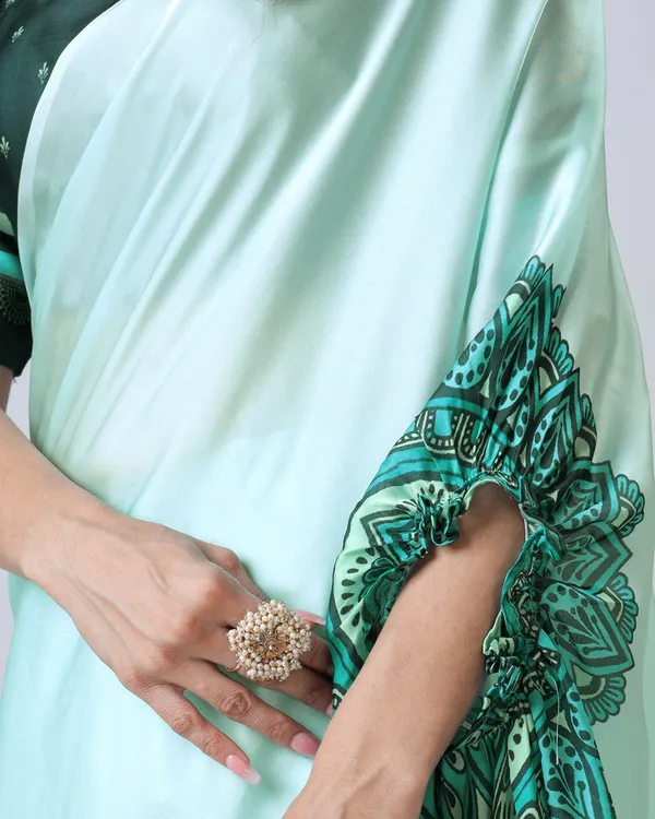 Mint_Green_Designer_Freehand_Mandala_Print_Saree_in_Georgette_Satin