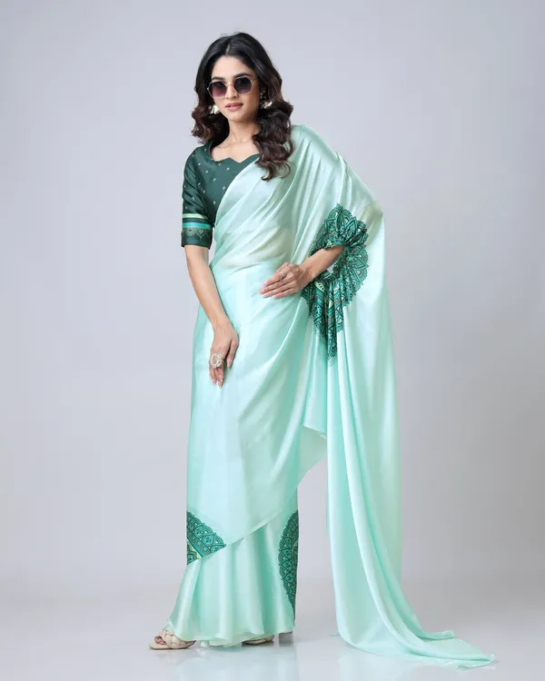 Mint_Green_Designer_Freehand_Mandala_Print_Saree_in_Georgette_Satin