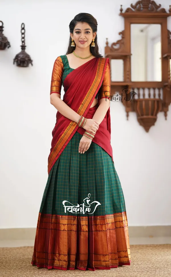 Red_tone_and_Shade_of_Green_Cotton_Halfsaree