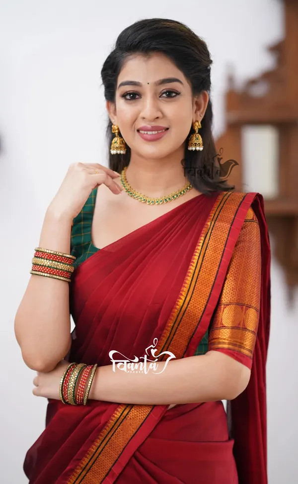 Red_tone_and_Shade_of_Green_Cotton_Halfsaree