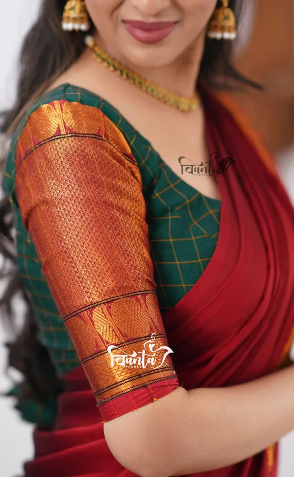 Red_tone_and_Shade_of_Green_Cotton_Halfsaree