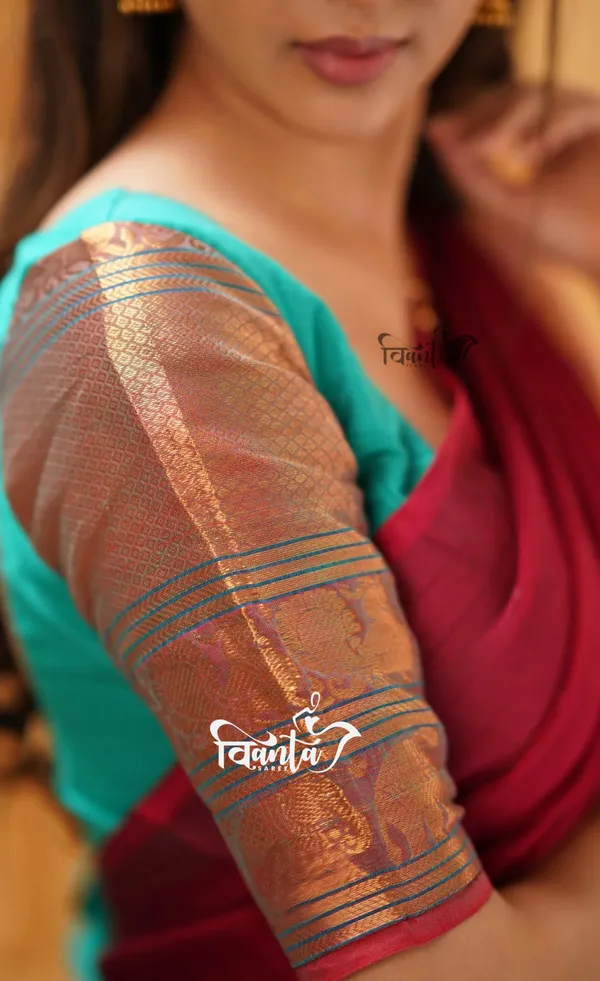 Padmaja_-_Light-Green_and_Red_Cotton_Halfsaree