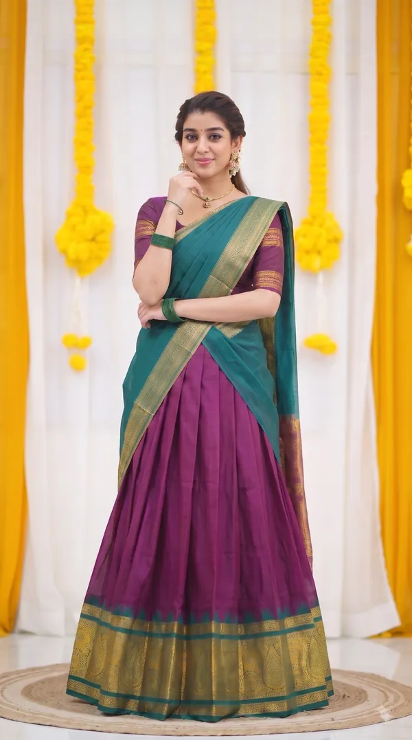 Traditional_Deep_Wine_Half_Saree_with_Rama_Dhavani