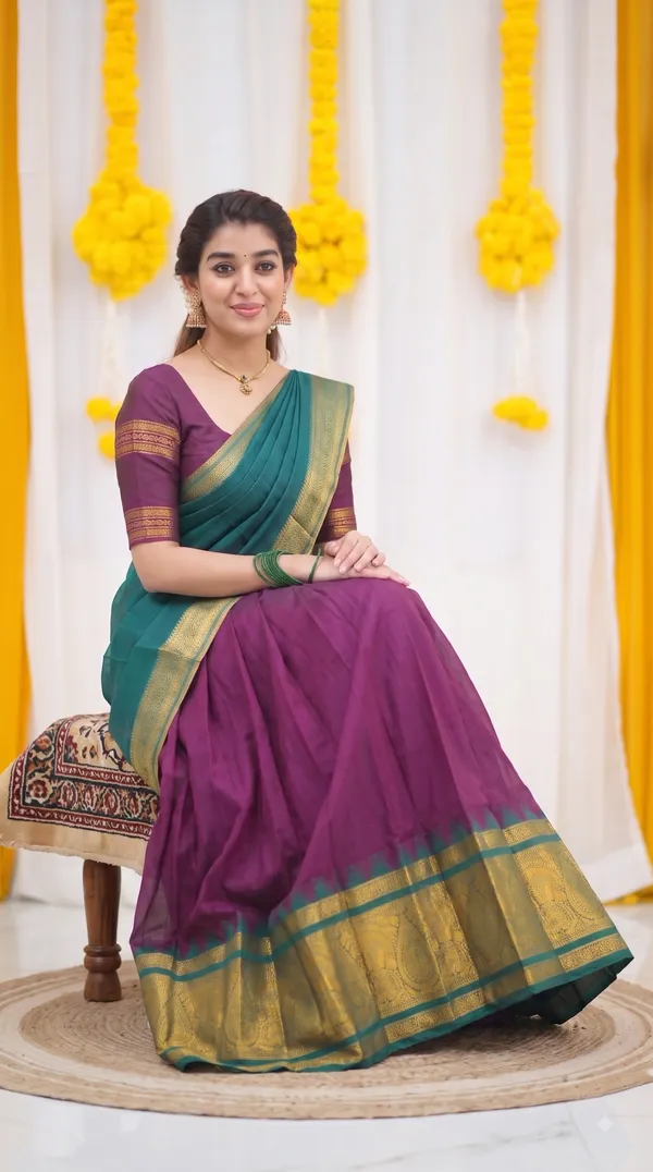 Traditional_Deep_Wine_Half_Saree_with_Rama_Dhavani