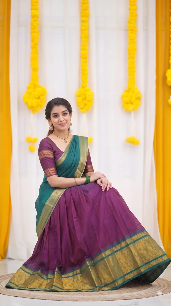 Traditional_Deep_Wine_Half_Saree_with_Rama_Dhavani