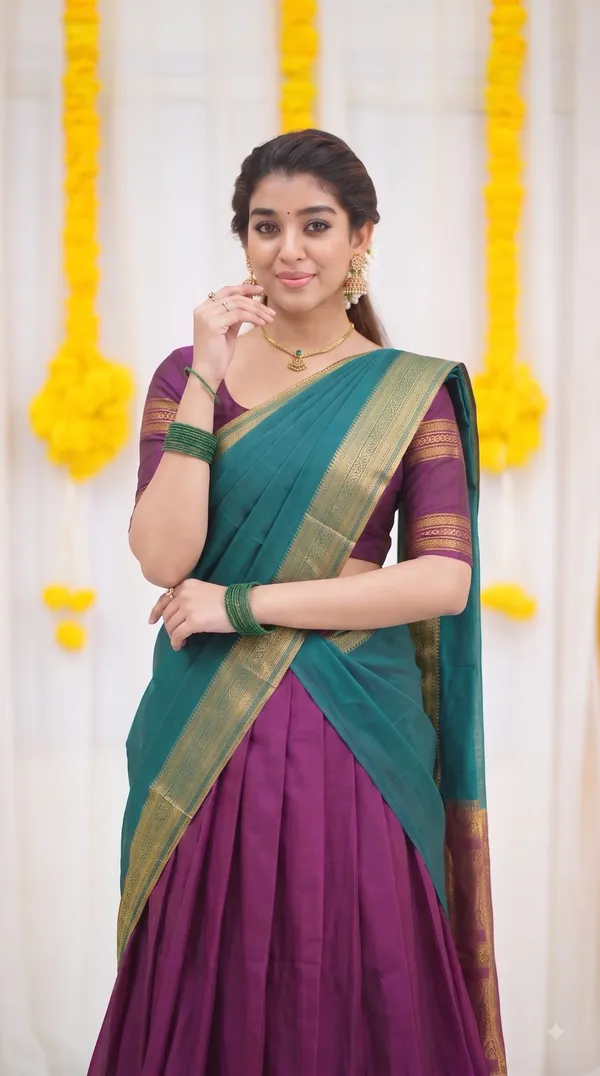 Traditional_Deep_Wine_Half_Saree_with_Rama_Dhavani