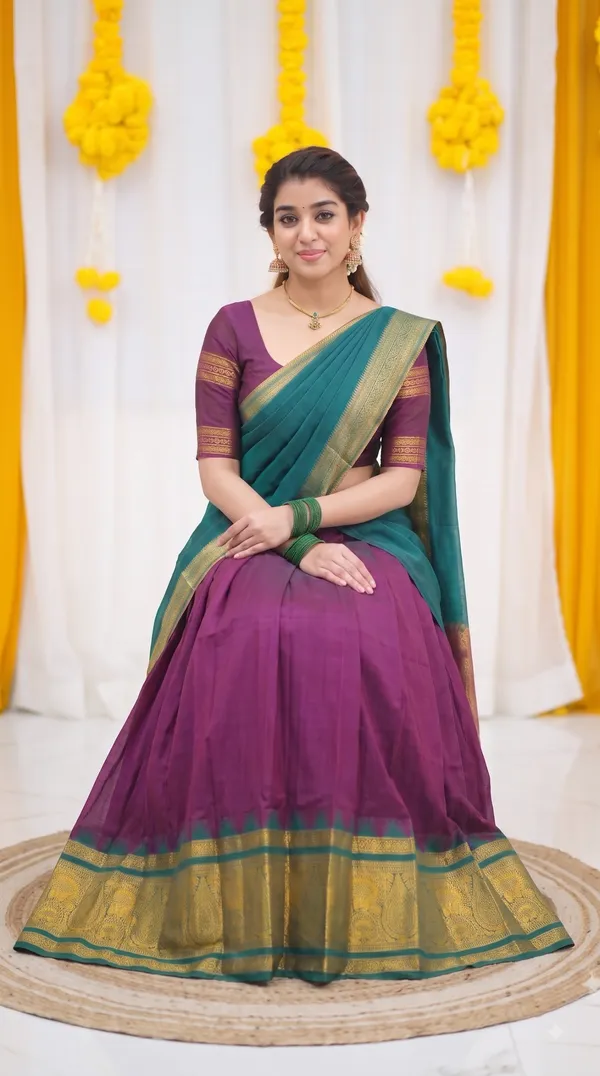 Traditional_Deep_Wine_Half_Saree_with_Rama_Dhavani