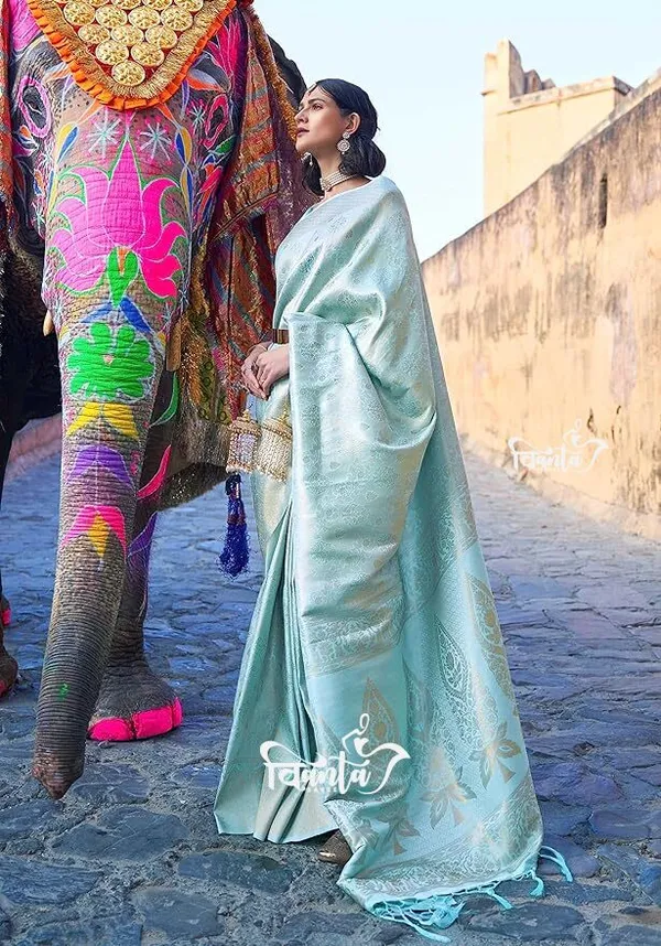 Light_Blue_Woven_Kanjivaram_Banarasi_Jacquard_Sari