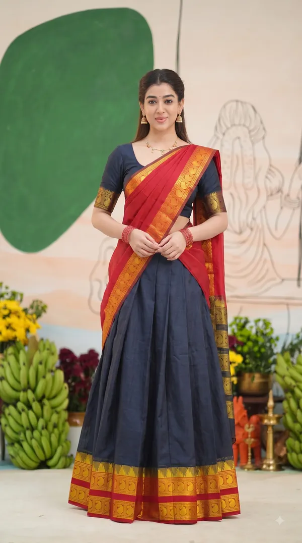 Traditional_Onyx_Black_Half_Saree_with_Red_Dhavani